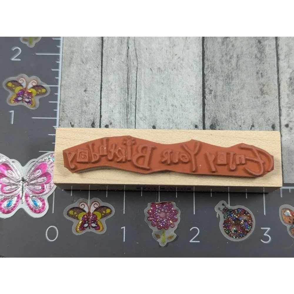 Hero Arts Enjoy Your Birthday C2770 Rubber Stamp Wood #B76